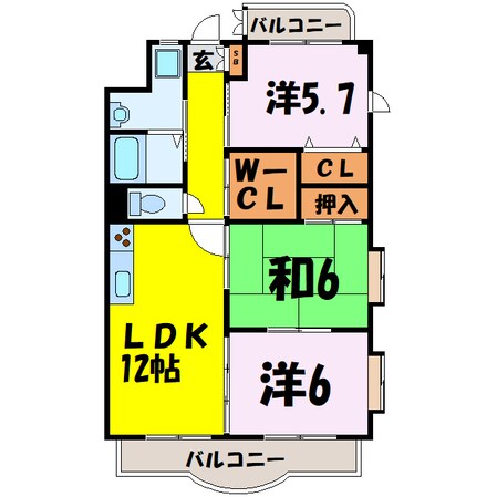 バルパレーツインⅠ・Ⅱ（熊谷市大原）の物件間取画像